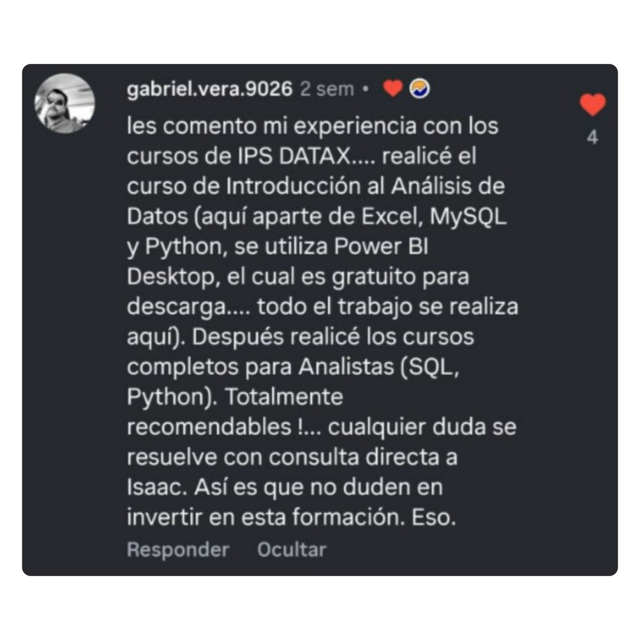 Reseña de un alumno de IPS DATAX