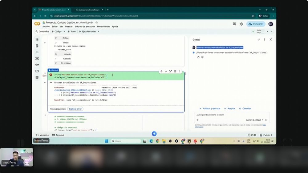 Sesión en vivo por videollamada con alumnos
